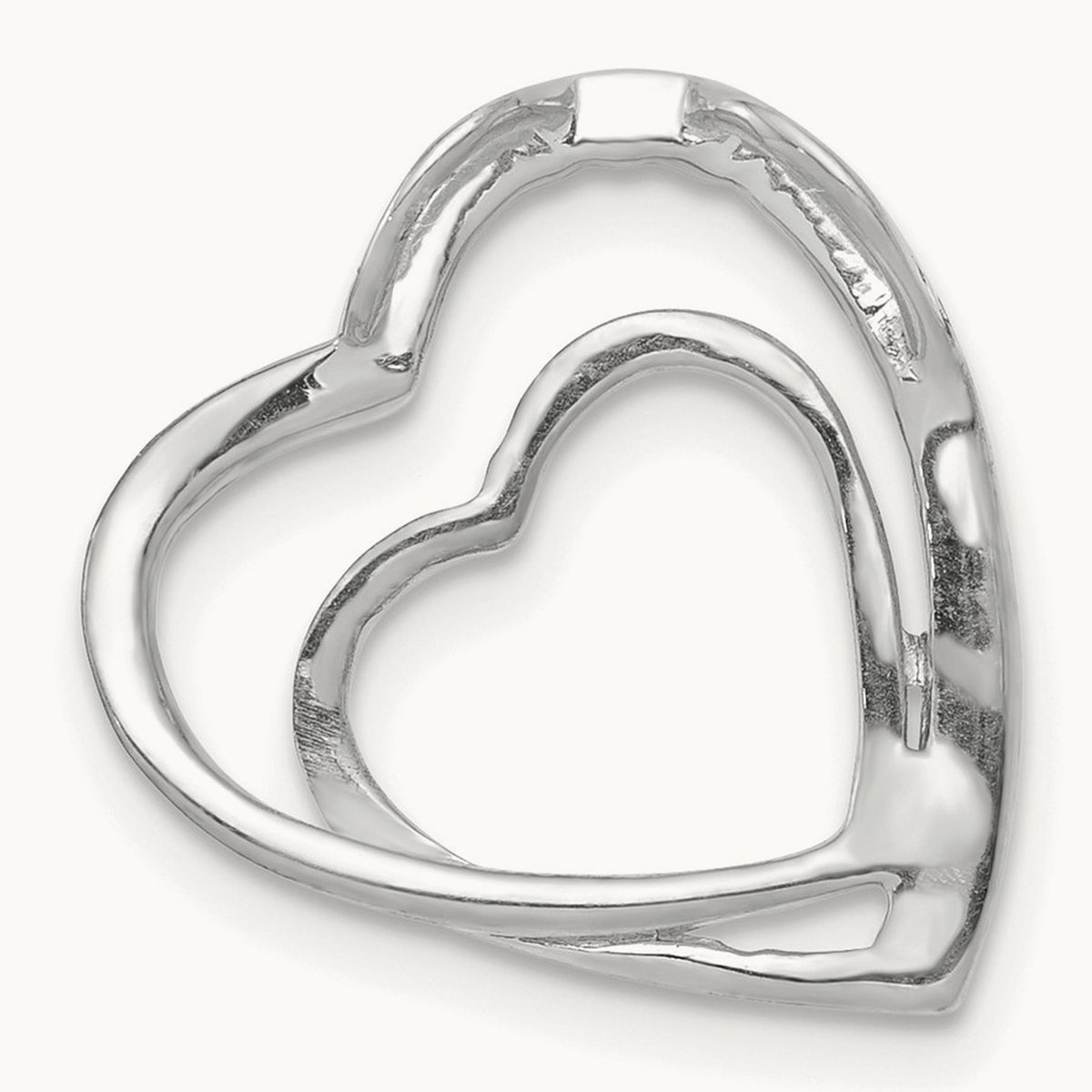 Diamond Double Heart Chain Slide — 14K White Gold