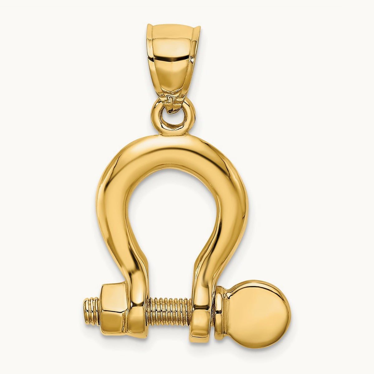 3-D Large Shackle Charm, 14K
