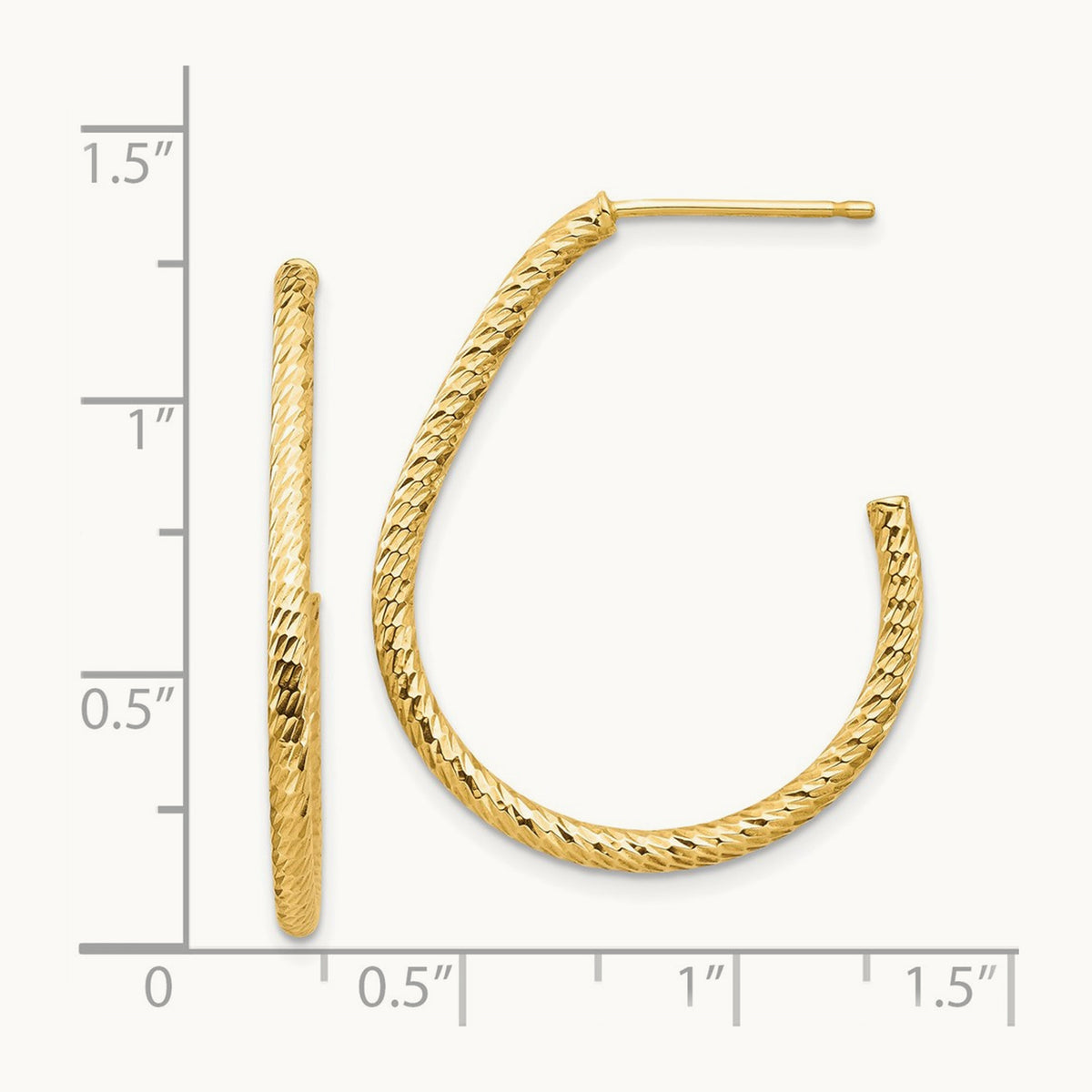 Polished Diamond-cut Post Dangle Earrings — 14K Yellow Gold