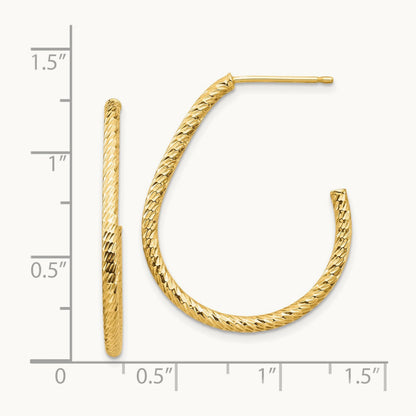 Polished Diamond-cut Post Dangle Earrings — 14K Yellow Gold