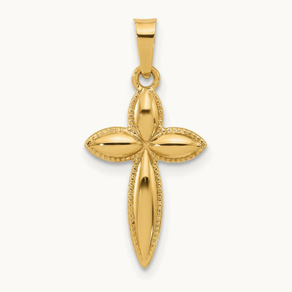 Polished and Beaded Hollow Edge Passion Cross Pendant — 24.2mm