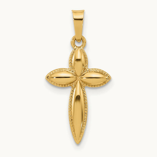 Polished and Beaded Hollow Edge Passion Cross Pendant — 24.2mm
