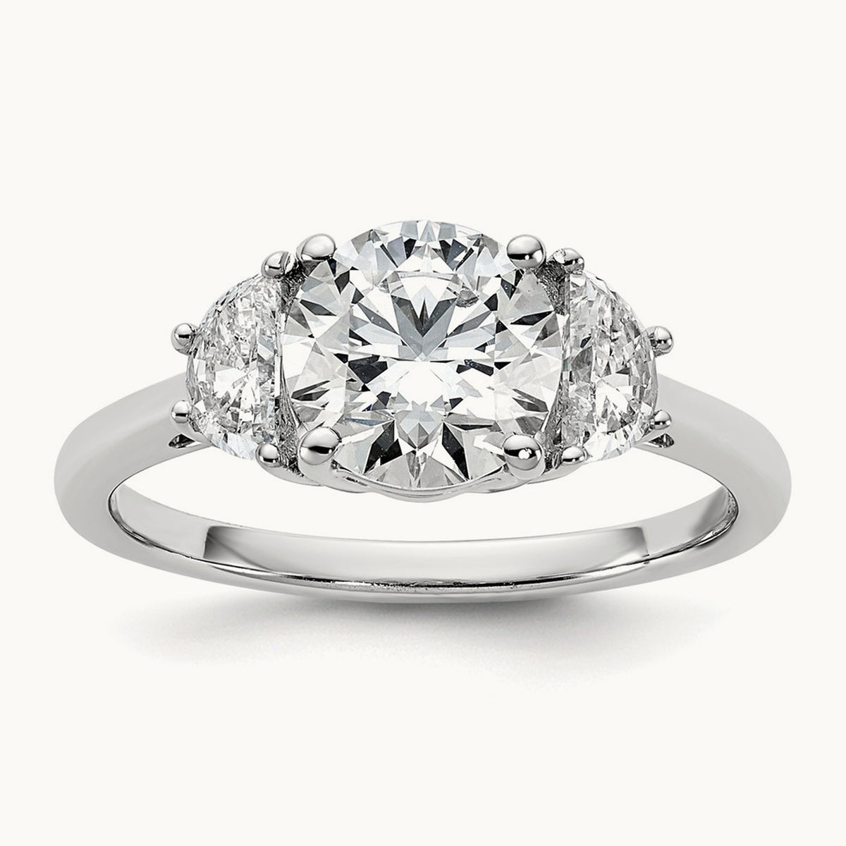 Round 3 Stone Engagement Ring, 1.25-4.00 ct tw Lab-Grown Diamond — 2 ct, 14K White Gold