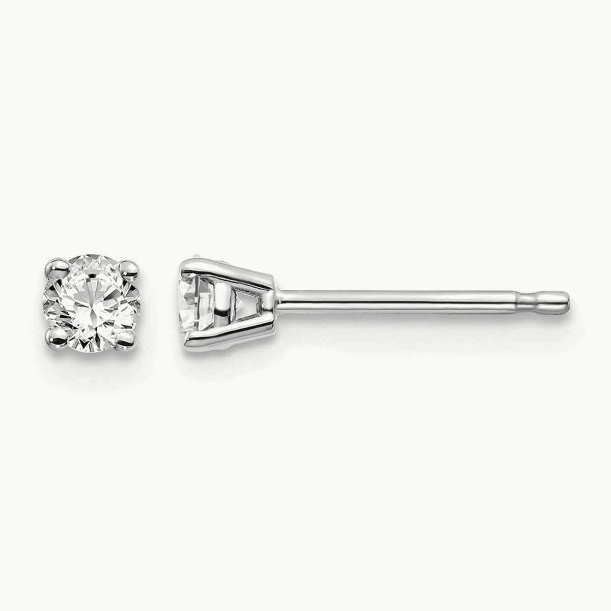 Round Diamond Stud Earrings — 14K White Gold, 0.26 ct tw, I1 J-K · push back