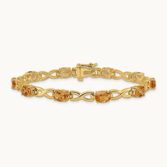 7x5mm Oval Citrine Bracelet, 14K