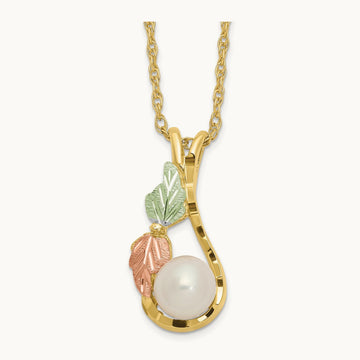 With 12K Accents Freshwater Cultured Pearl Black Hills Gold Necklace