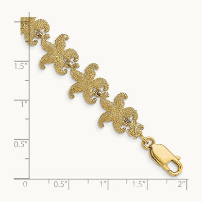 Puffed Starfish Link Bracelet, 14K