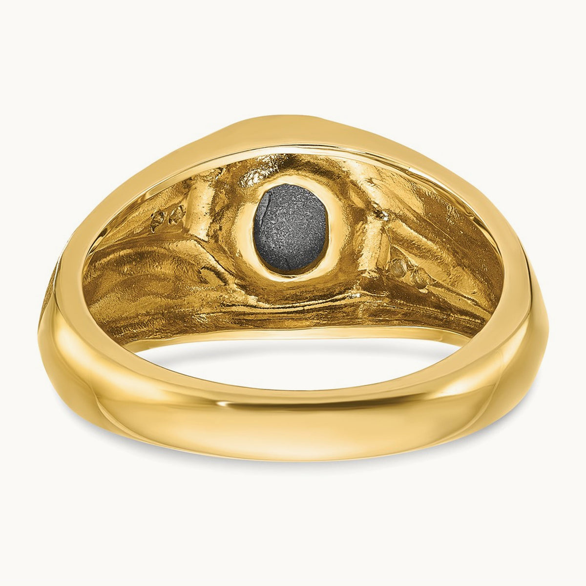 IBGoodman Men's Satin Black Star Sapphire and Diamond Complete Ring, 14K