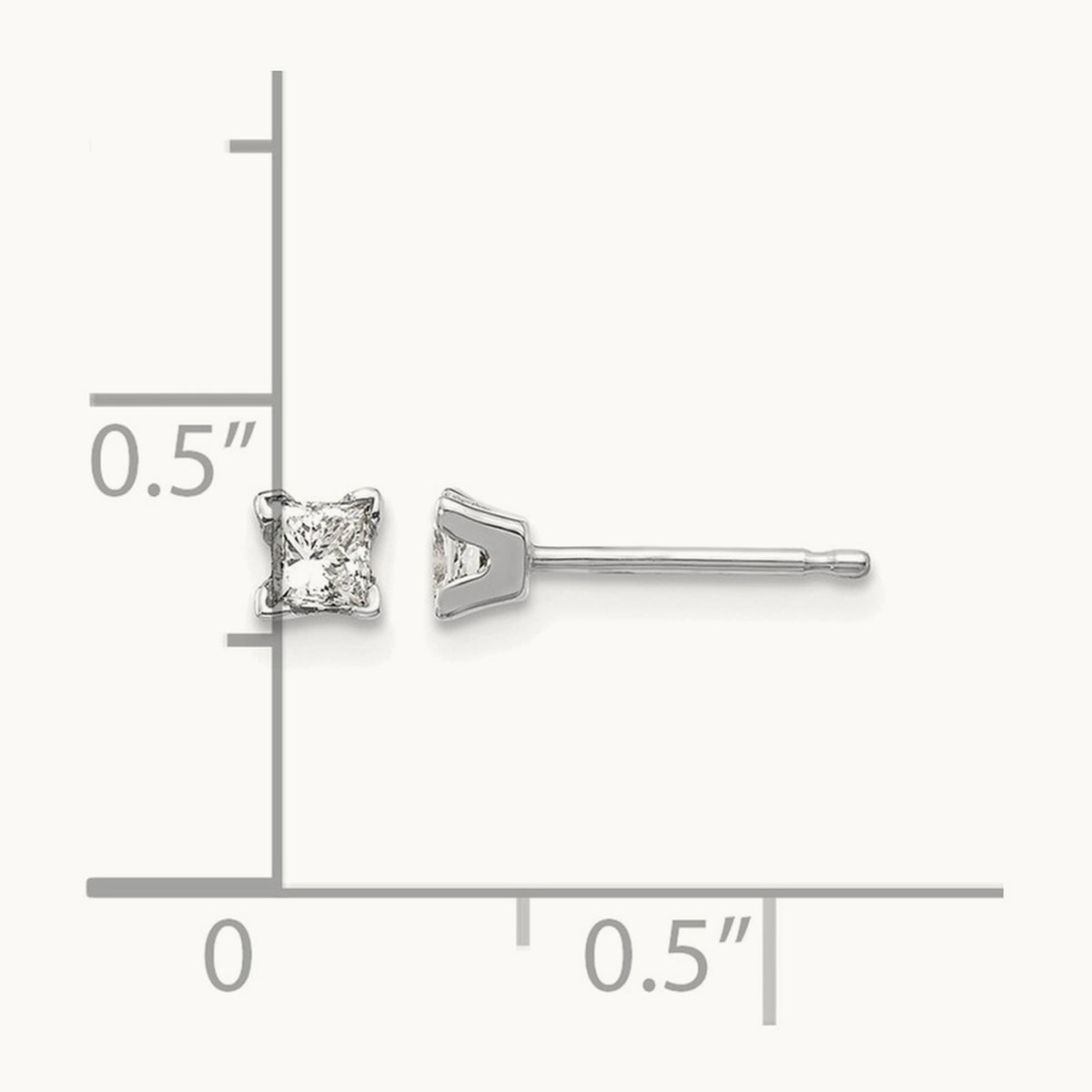 AA Quality Complete Princess Cut Diamond Earrings, 14K White Gold