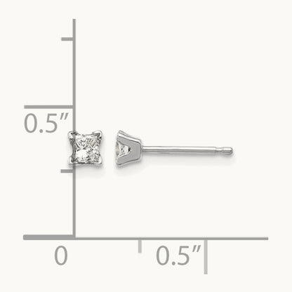 AA Quality Complete Princess Cut Diamond Earrings, 14K White Gold