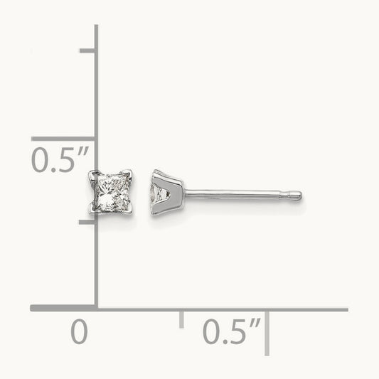 AAA Quality Complete Princess Cut Diamond Earring, 14K White Gold