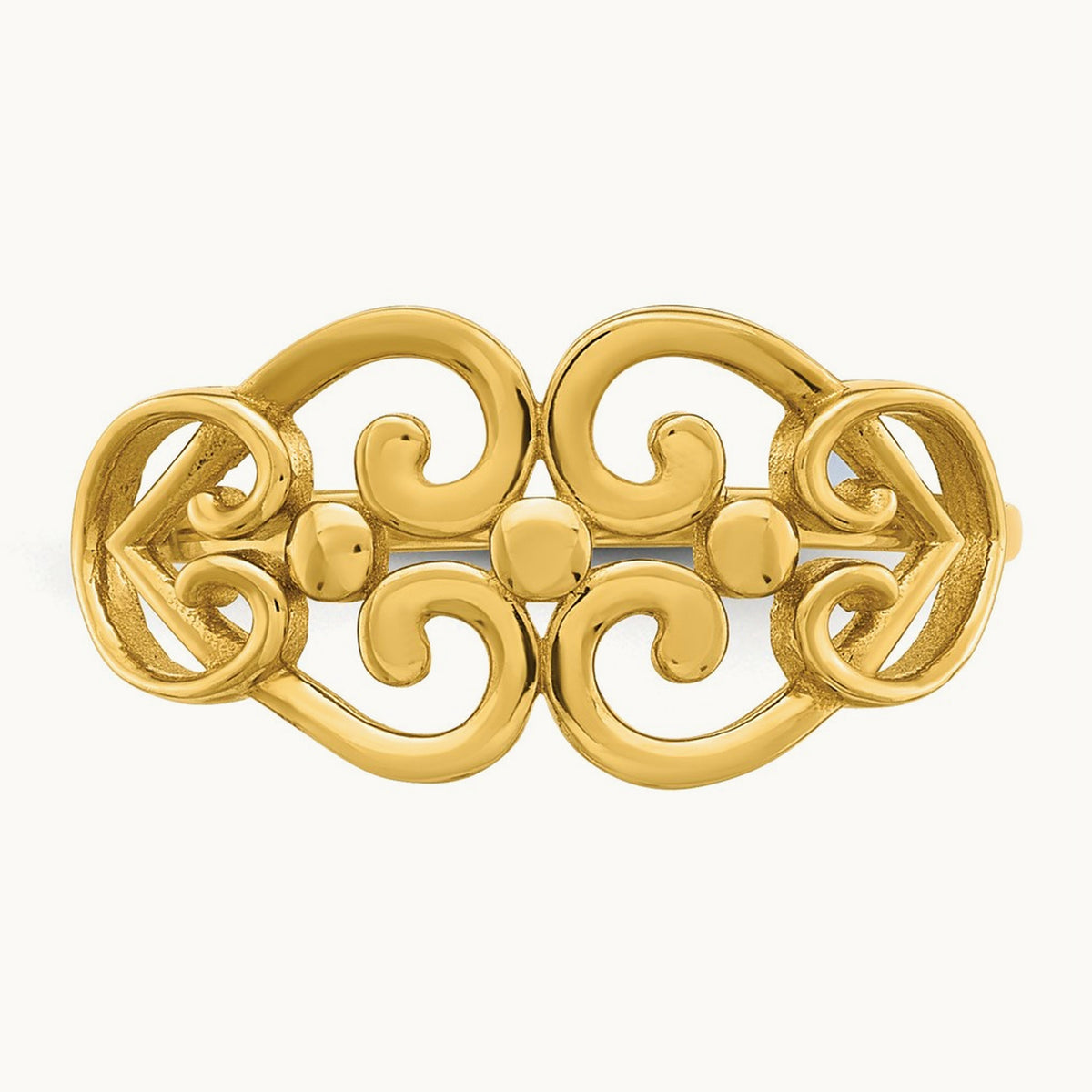 Polished Cut Out Fancy Hearts Design Ring, 14K