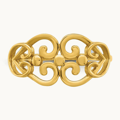 Polished Cut Out Fancy Hearts Design Ring, 14K