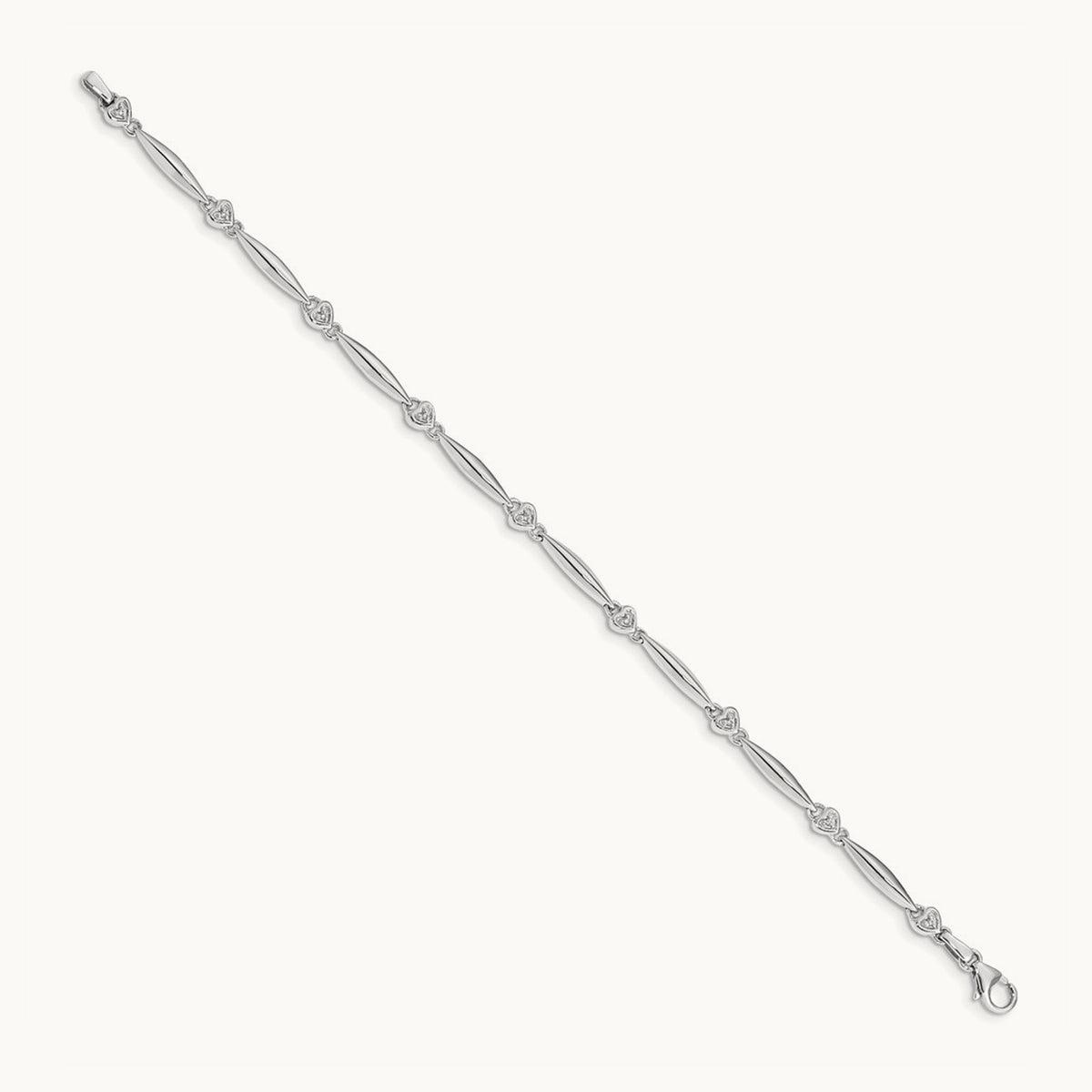 Diamond Heart Bracelet, 14K White Gold