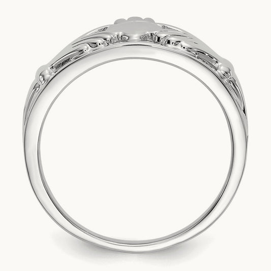 Ladies Claddagh Ring, 14K White Gold