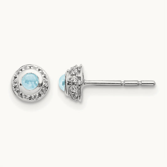 Diamond and Cabochon Aquamarine Earrings — photo set