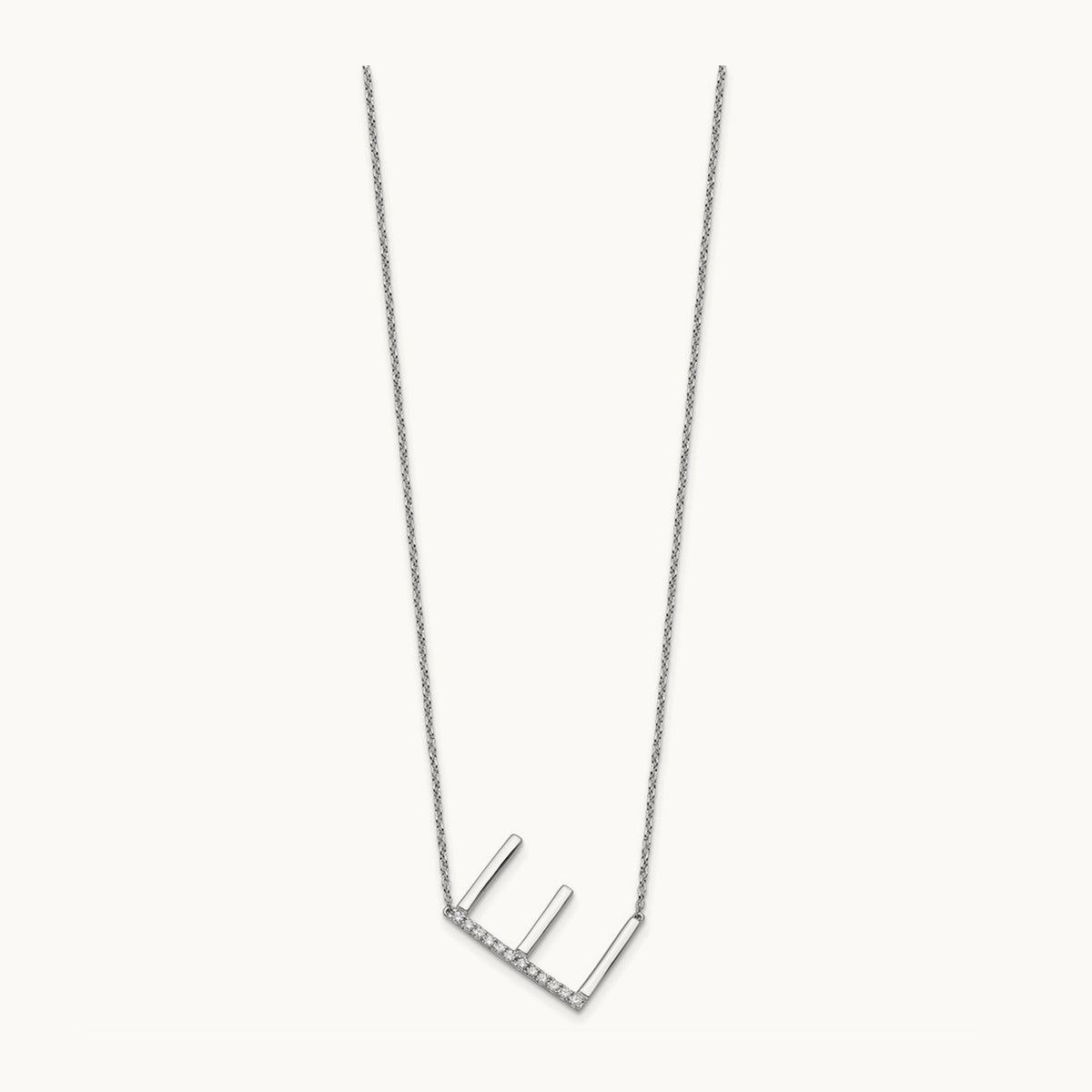 Sideways Diamond Necklace — 14K White Gold, E