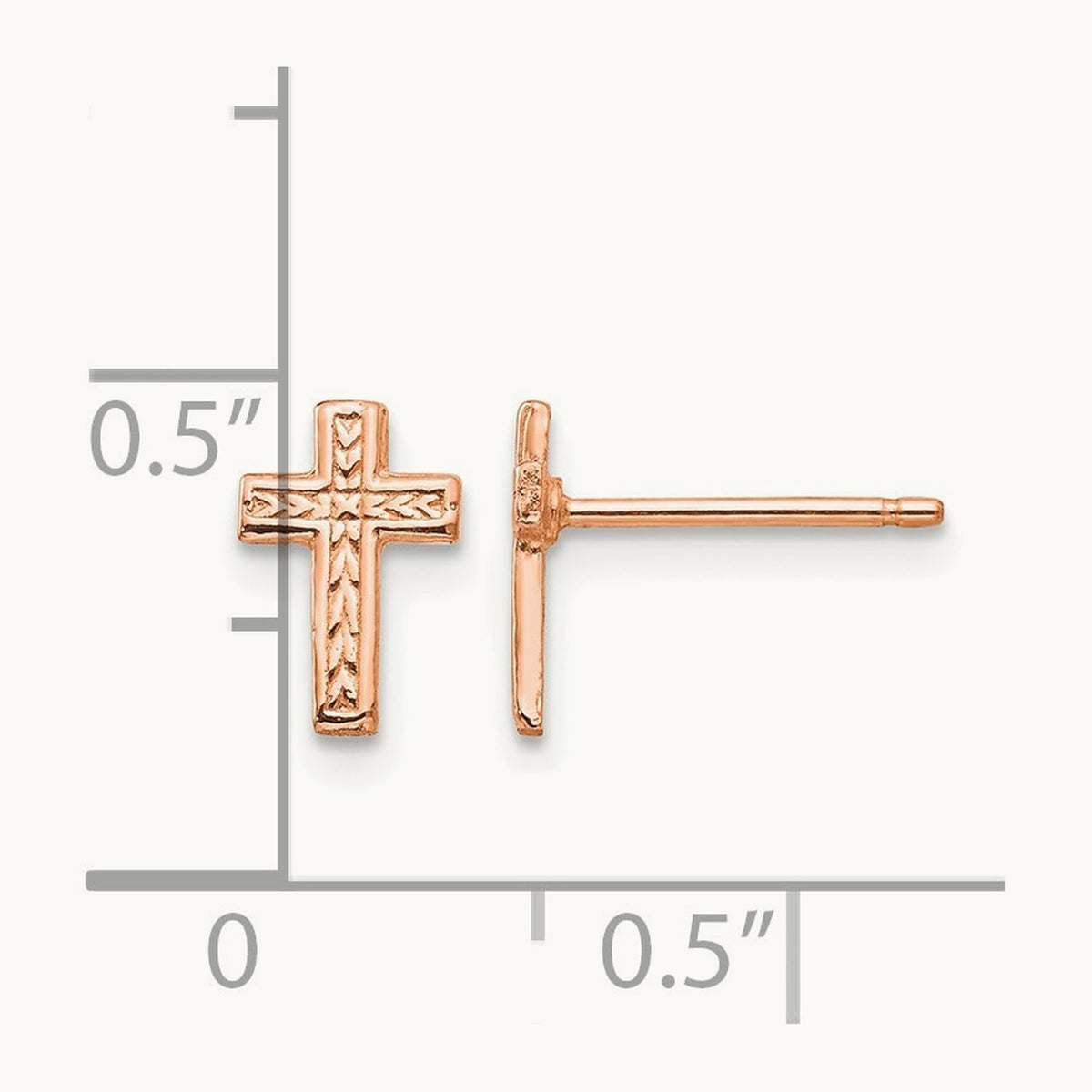 Polished Cross Post Earrings — 14K Rose Gold, 8.35mm