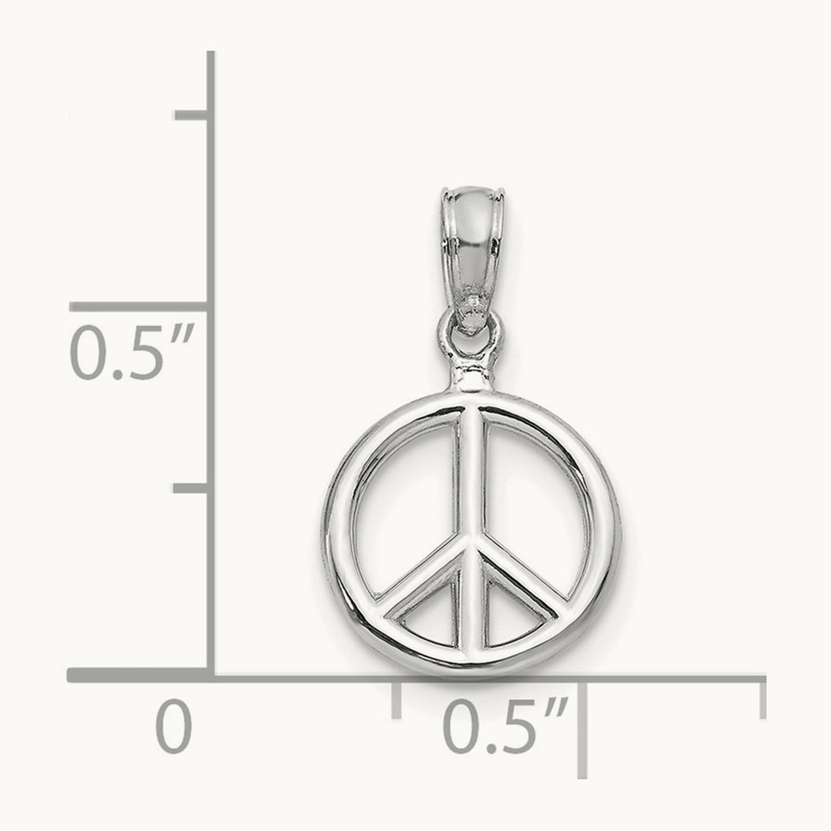 Polished Peace Symbol Pendant — 14K White Gold