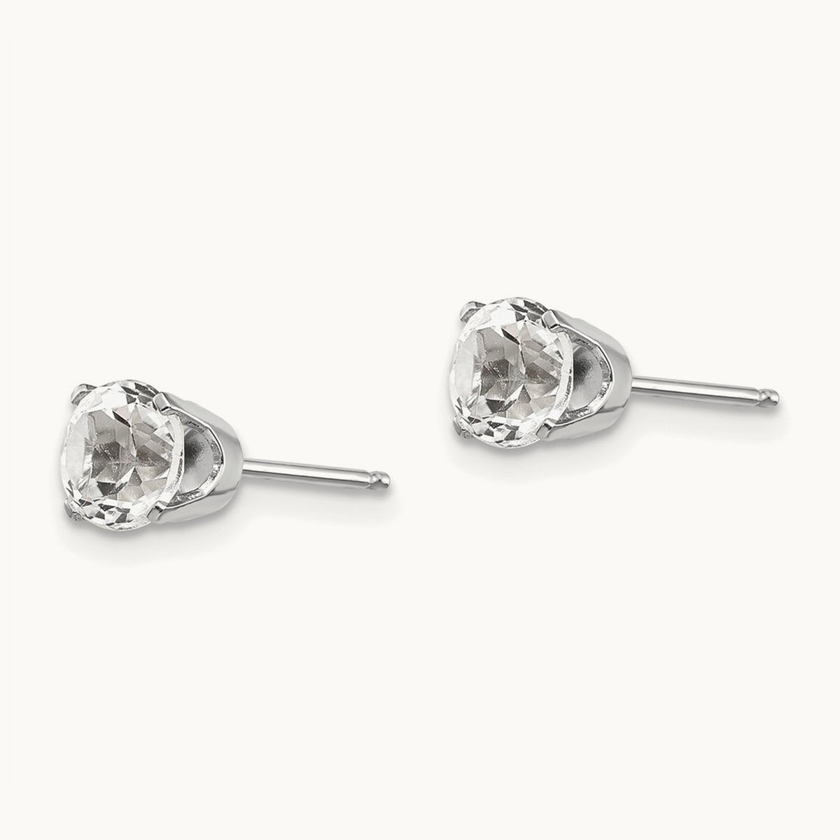 White Topaz Stud Earrings — 5mm