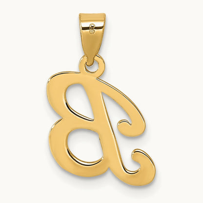 Script Letter B Initial Pendant, 14K Yellow Gold