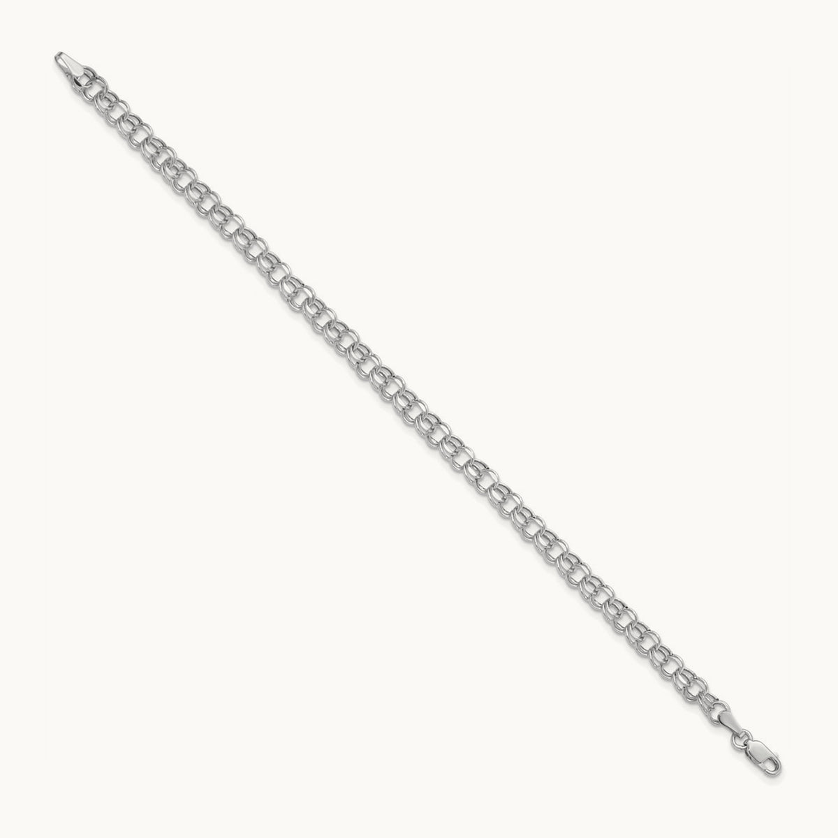 7in Hollow Double Link Charm Bracelet — 14K White Gold, 4.5mm