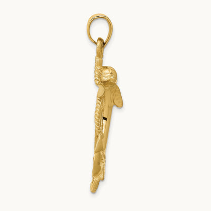 Dolphin on Anchor Charm, 14K