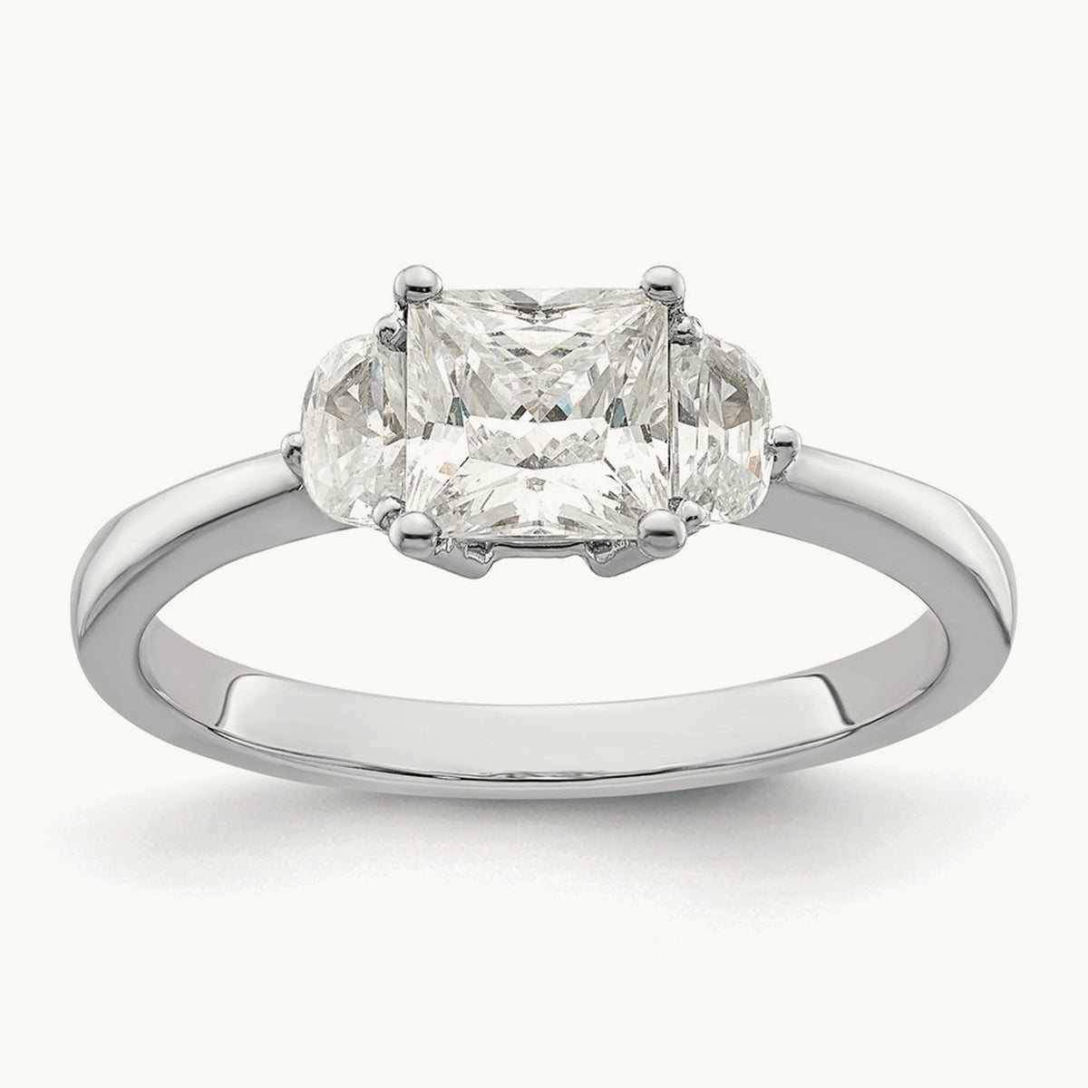 3 Stone Half Moon/Princess Semi-Mount Ring, 0.50 ct tw