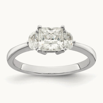 3 Stone Half Moon/Princess Semi-Mount Ring, 0.50 ct tw