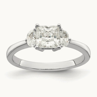 3 Stone Half Moon/Princess Semi-Mount Ring, 0.50 ct tw