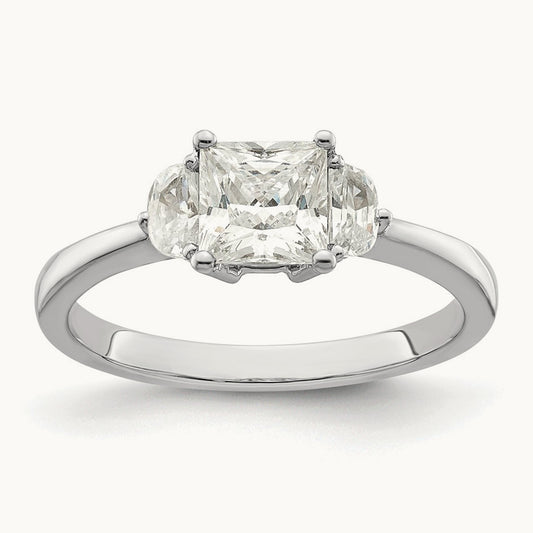 3 Stone Half Moon/Princess Semi-Mount Ring, 0.50 ct tw