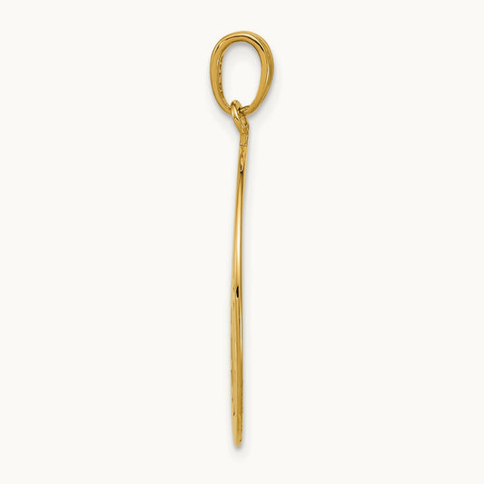 Retro Daisy In Round Frame Charm — 14K Yellow Gold