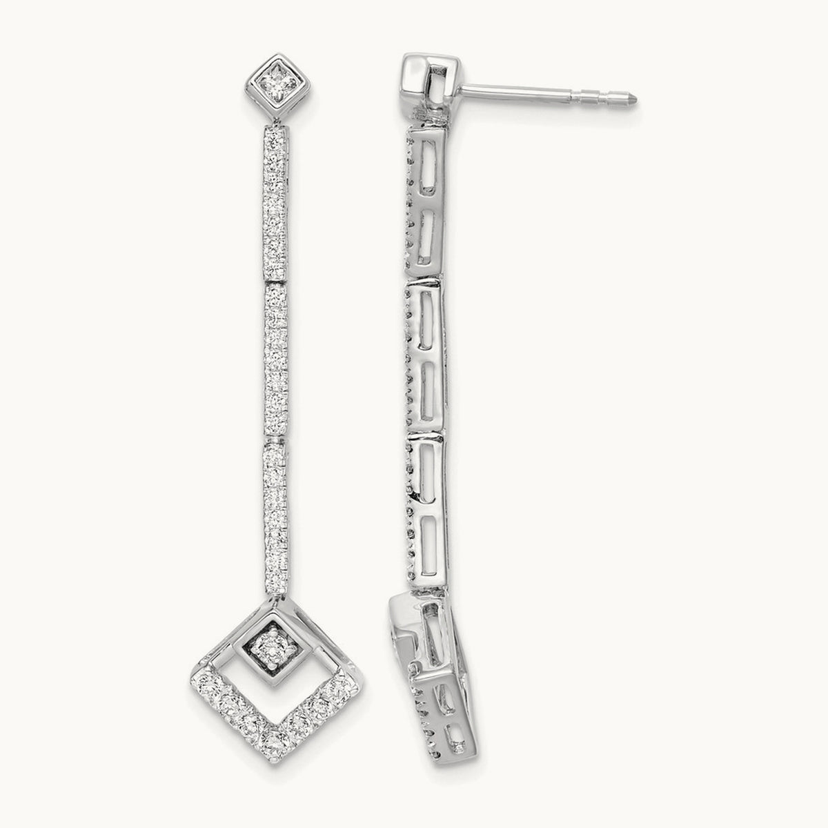 Dangle Post Earrings, 0.50 ct tw Lab-Grown Diamond — 14K White Gold