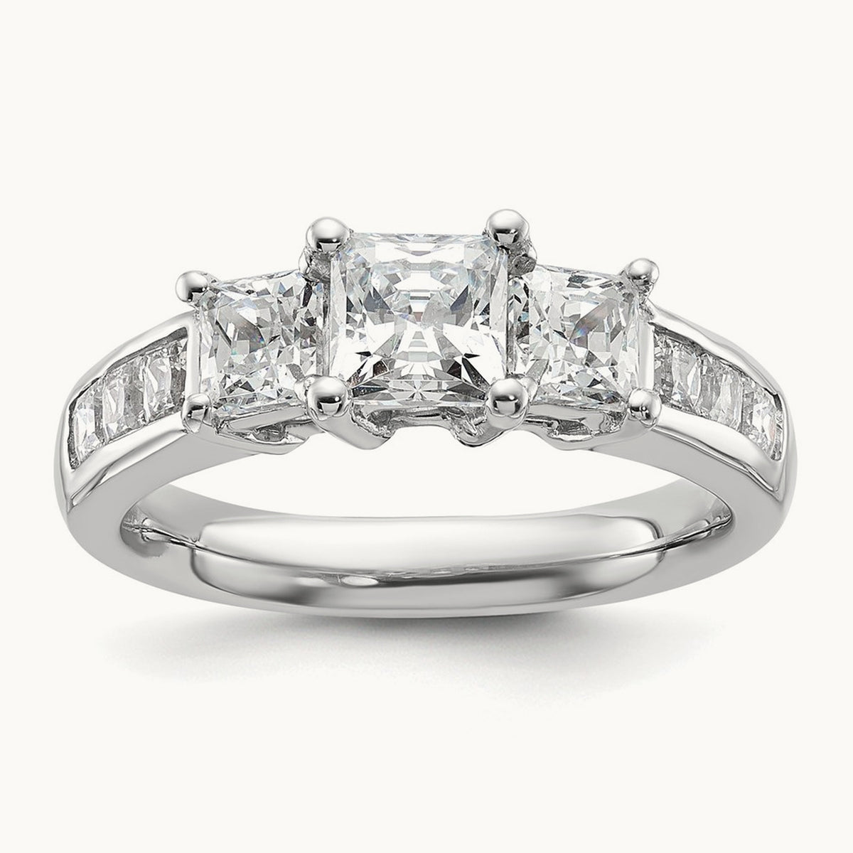 3-Stone Semi-Mount Engagement Ring, 0.10-0.25 ct tw — 2/5 ct, 14K White Gold