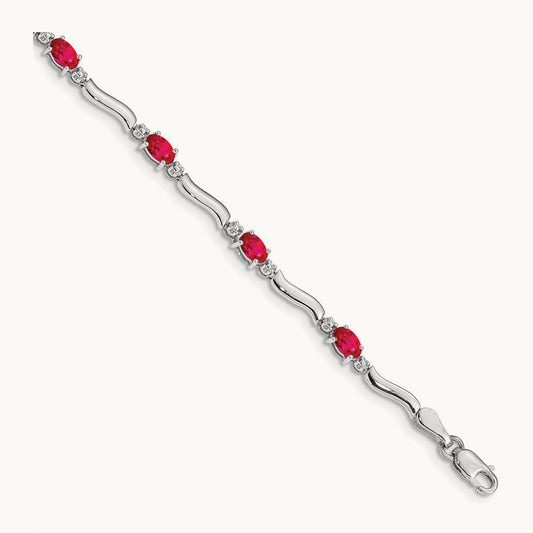 Diamond and Ruby Bracelet — 14K White Gold