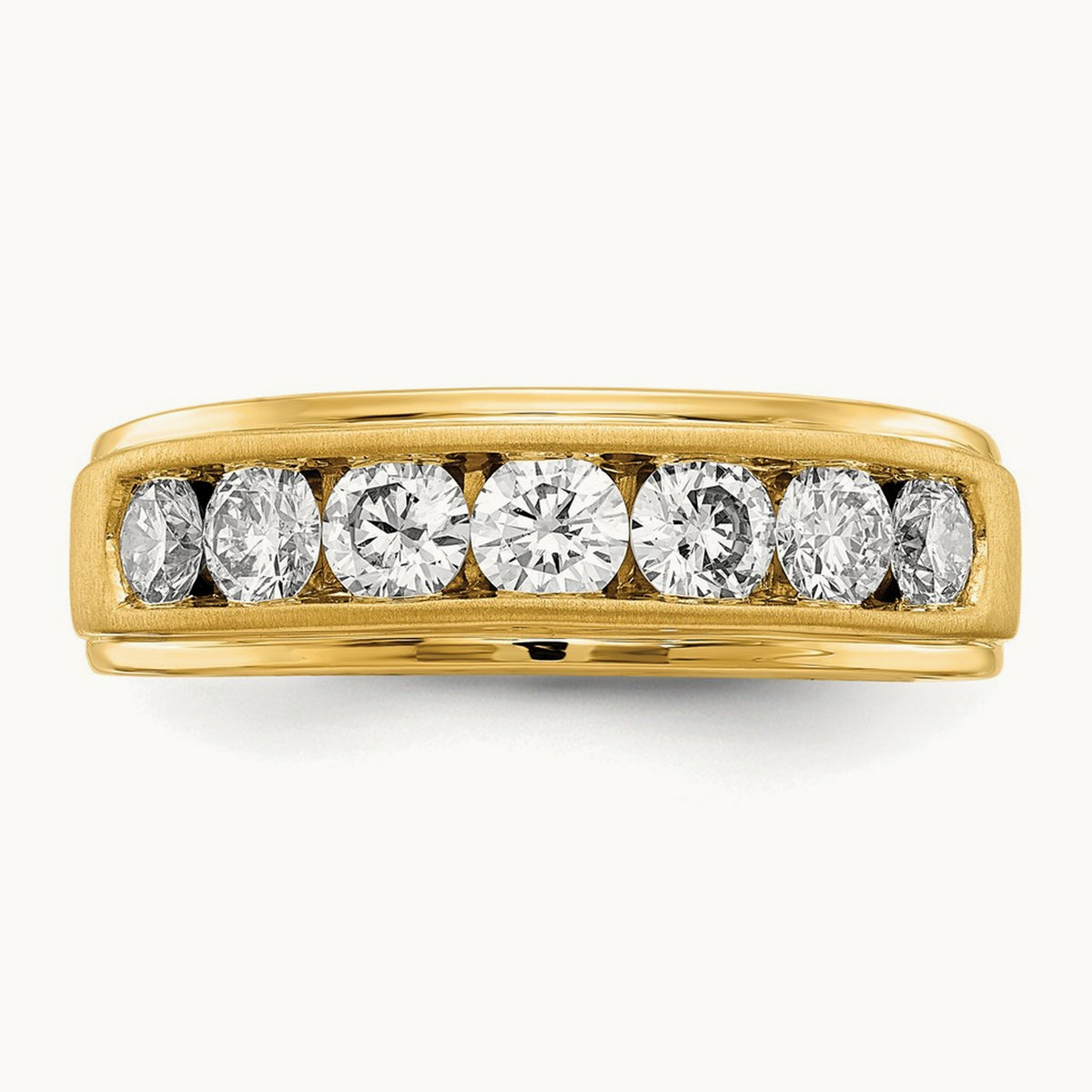 7 Stone Men's Ring, 1.50 ct tw Lab-Grown Diamond — 10K Yellow Gold