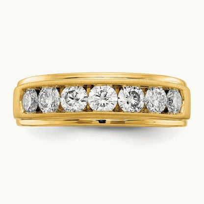 7 Stone Men's Ring, 1.50 ct tw Lab-Grown Diamond — 10K Yellow Gold