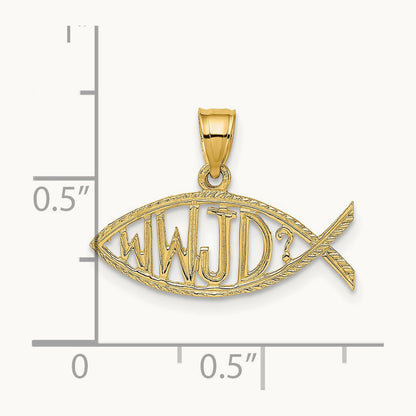 WWJD Ichthus Charm, 14K
