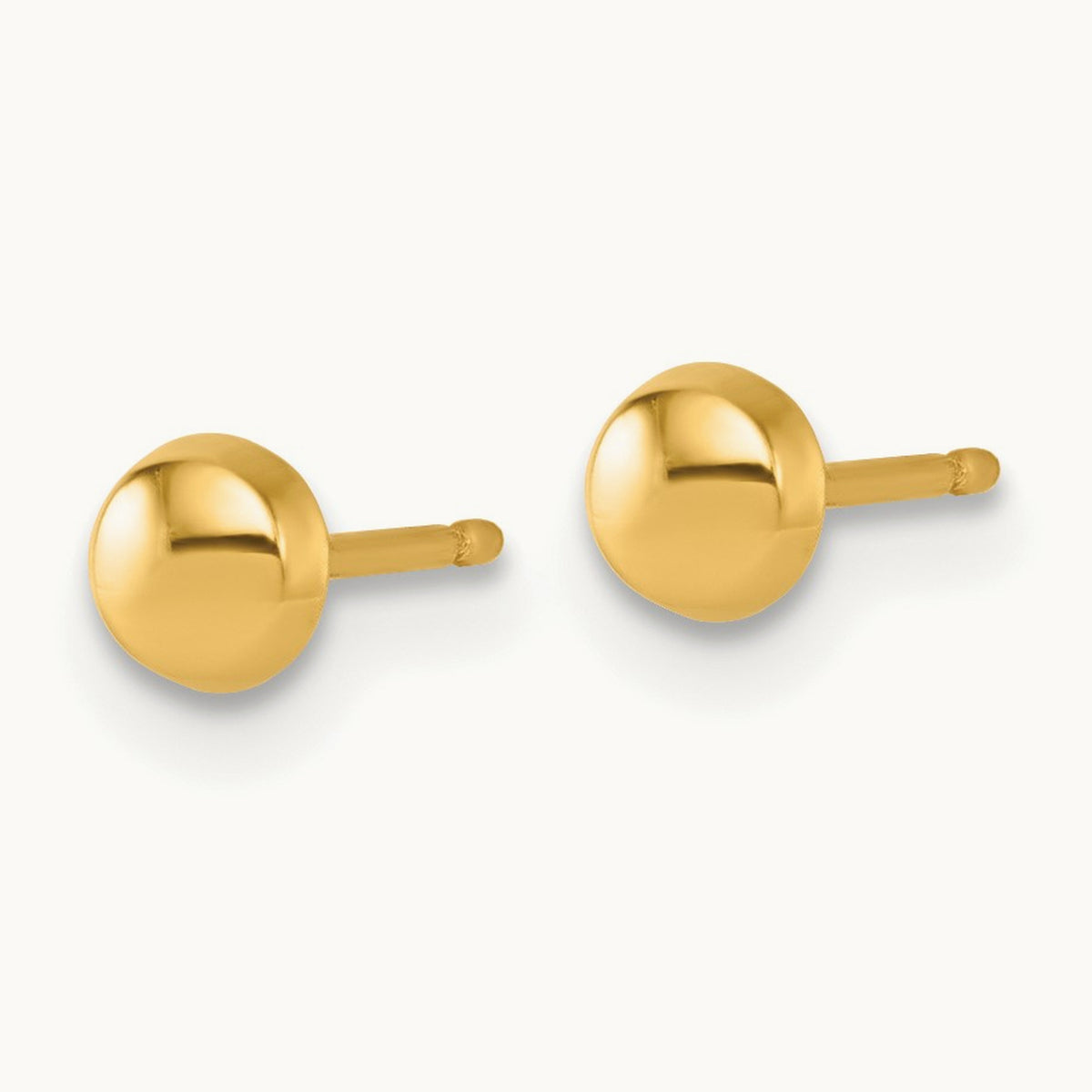 Polished Button Post Earrings — 14K Yellow Gold, 4mm