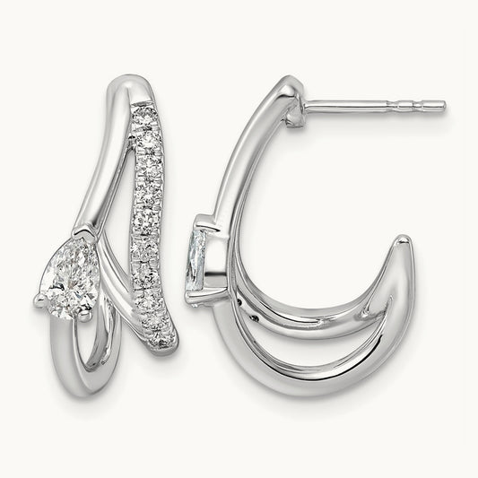 Post Fashion J-Hoop Earrings, 0.75 ct tw Lab-Grown Diamond