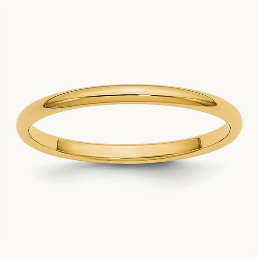 Half Round Band, 2mm, 10K Yellow Gold