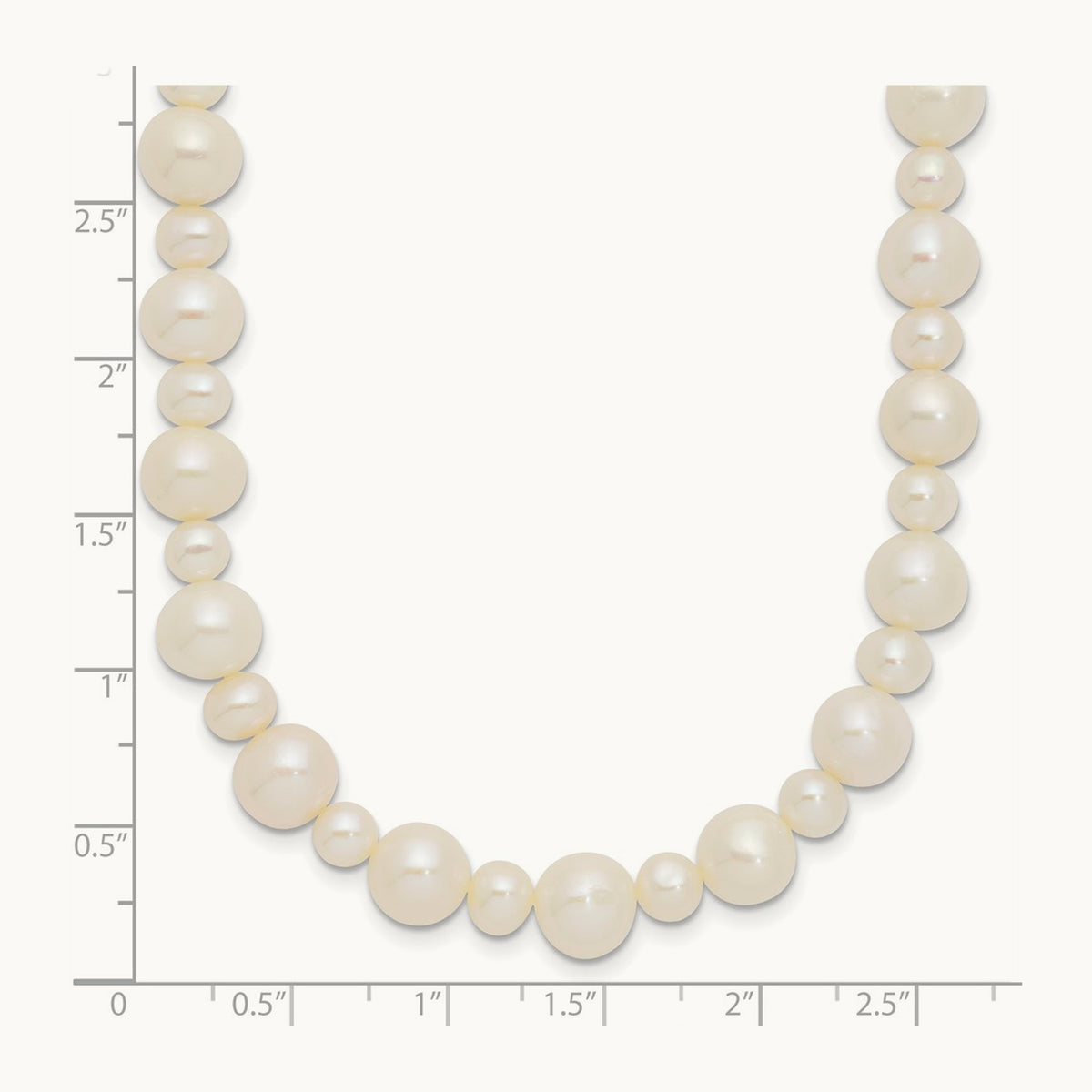 5- White Near Round Freshwater Cultured Pearl Necklace, 8mm, 14K White Gold