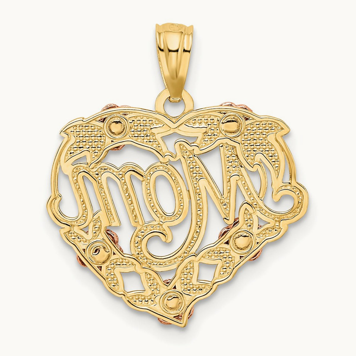 w/White Rhodium MOM Heart Pendant, 14K Two-tone