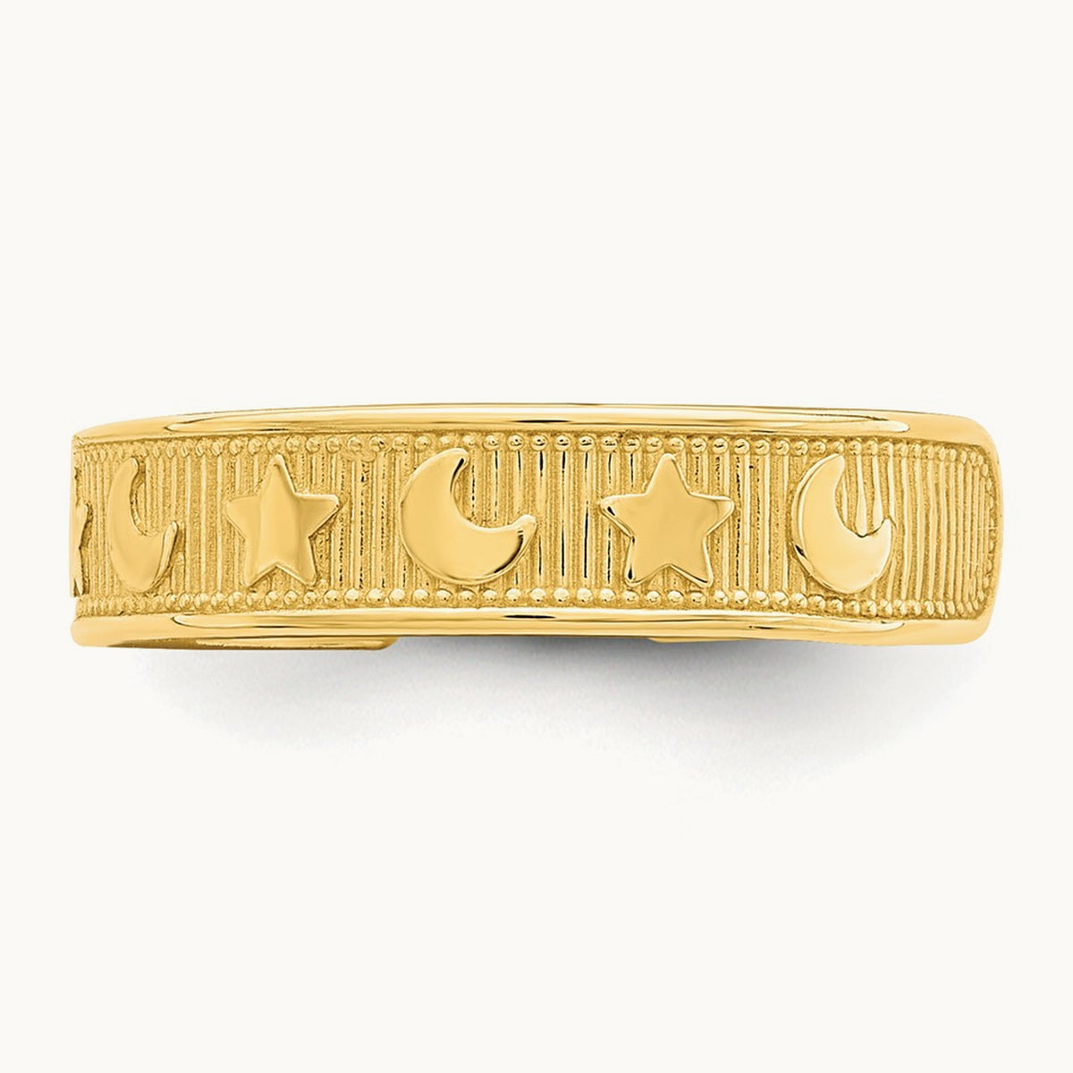 Star and Moon Adjustable Toe Ring, 14K