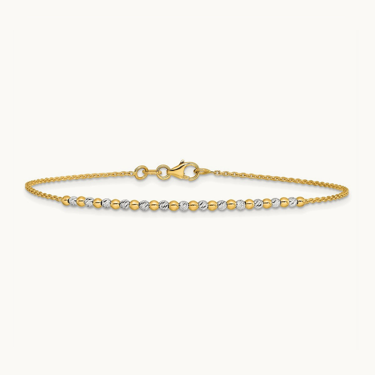 Diamond-cut Beaded 18in Necklace — 14K Two-Tone Gold