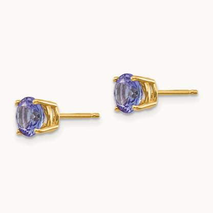 Tanzanite Post Earrings, 14K
