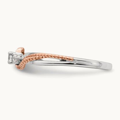 First Promise Polish Comp 3 Stone Dia Promise/Engag, 14K White with Rose Gold
