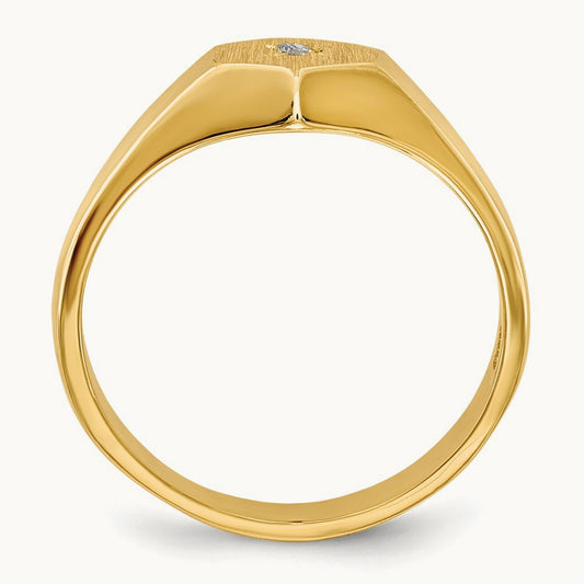 Child's AA Diamond Open Back Signet Ring, 14K