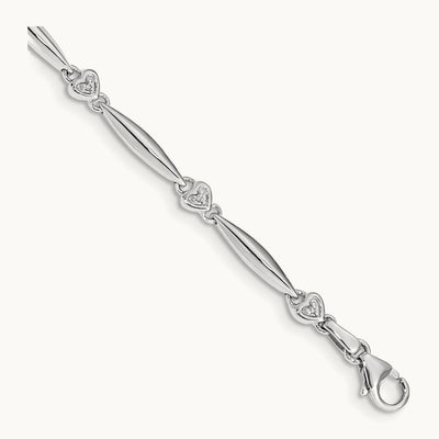 Diamond Heart Bracelet, 14K White Gold