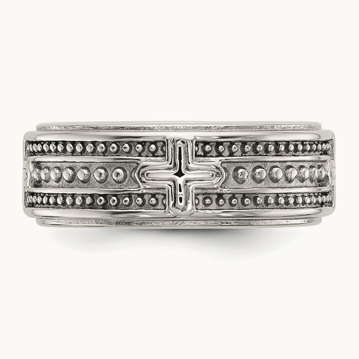 Polished Cross Grooved Band, 7.7mm, Stainless Steel